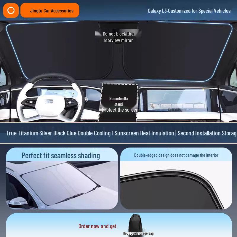Geely Car Sunshade: Heat-Insulation Windshield Curtain for 25 Models, including Xingyue L, Xingyuan, Xingrui, Emgrand, Boyue L, and Panda MINI.