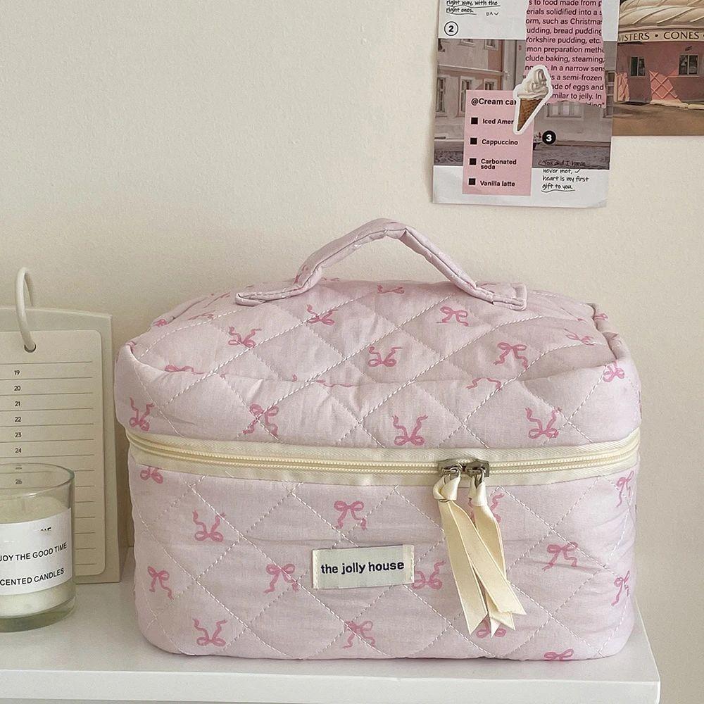 

Cloth Bow Cosmetic Handbag 3D Wash Bag Portable Embroidered Makeup Bag Outdoor S