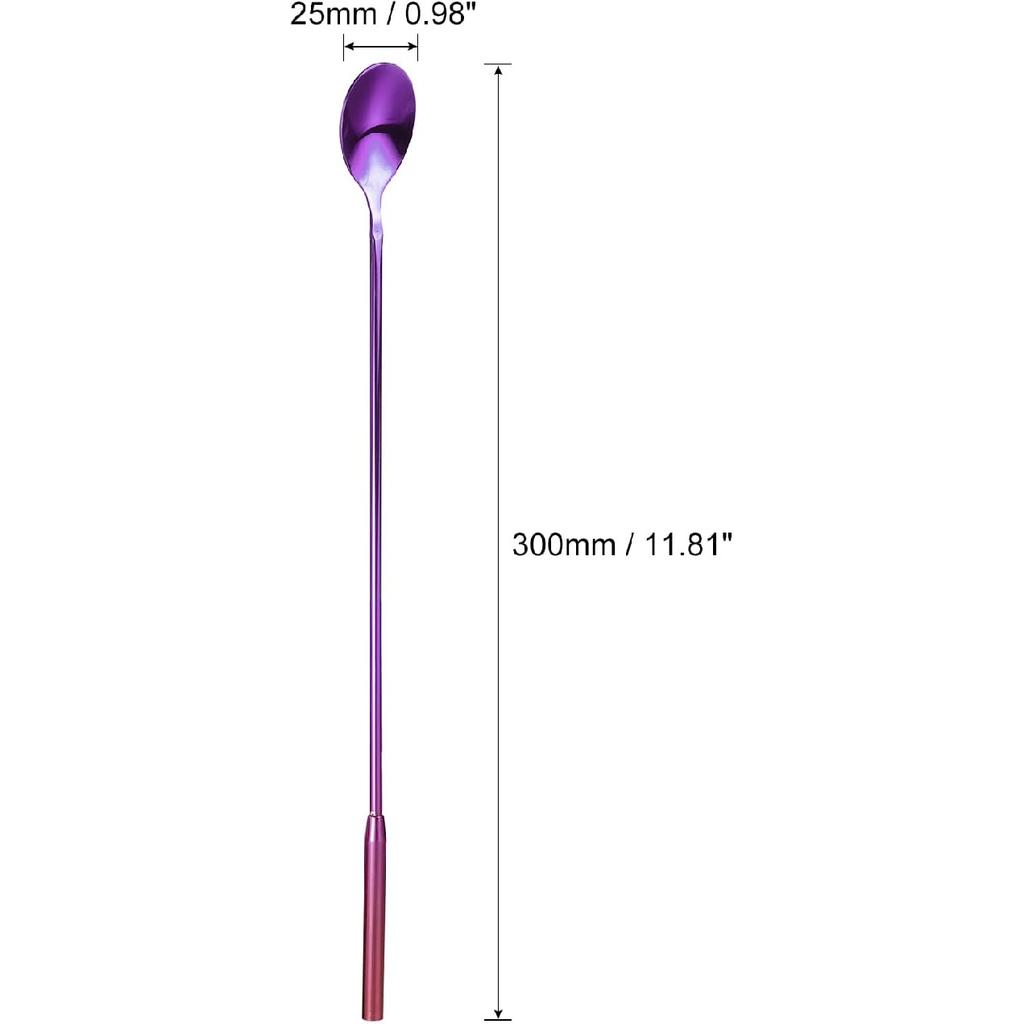 uxcell Long Handle Mixing Stirring Spoon, Stainless Steel Bartender Mixing Spoon Cocktail Stirrers, Bar Spoon Stirring Spoon (Length: 300mm/11.81",