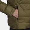 Adidas Essentials Logo Print Striped Stand Collar Long Sleeve Down Jacket Men Outerwear Olive GT9168