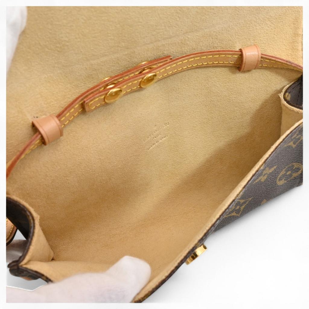 Auth LOUIS VUITTON Monogram Pochette Twin PM Shoulder Bag Brown PVC Canvas Women’s lv6934ce