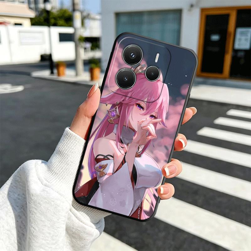 Genshin Impact Yae Miko Soft Phone Case for Xiaomi Redmi Note 12 13 14 15 Pro Plus 11 12S 11S 11T 10 4G Black Cover Back Shell