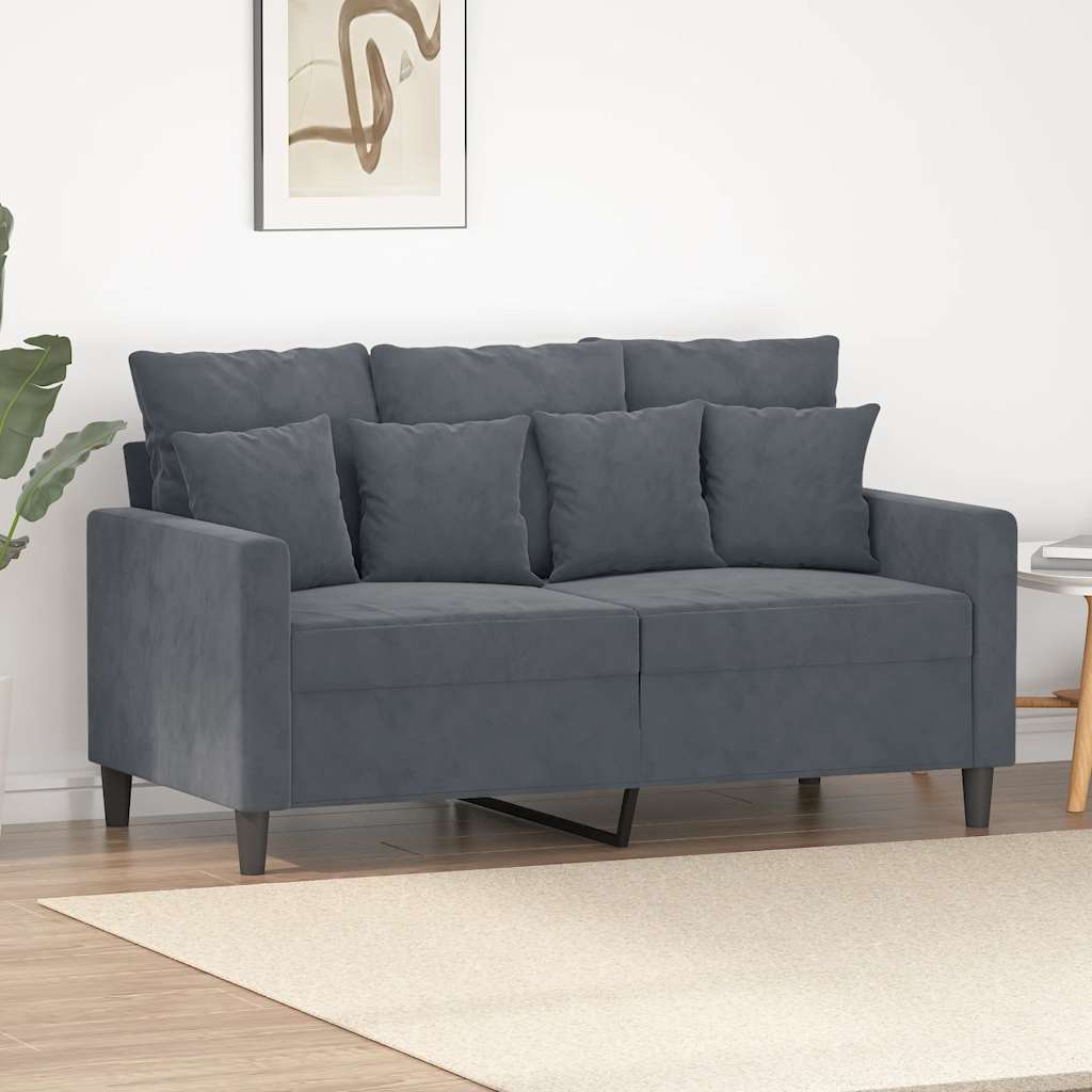 Vidaxl 2-Seater Sofa, Dark Grey, 120 Cm, Upholstered In Velvet