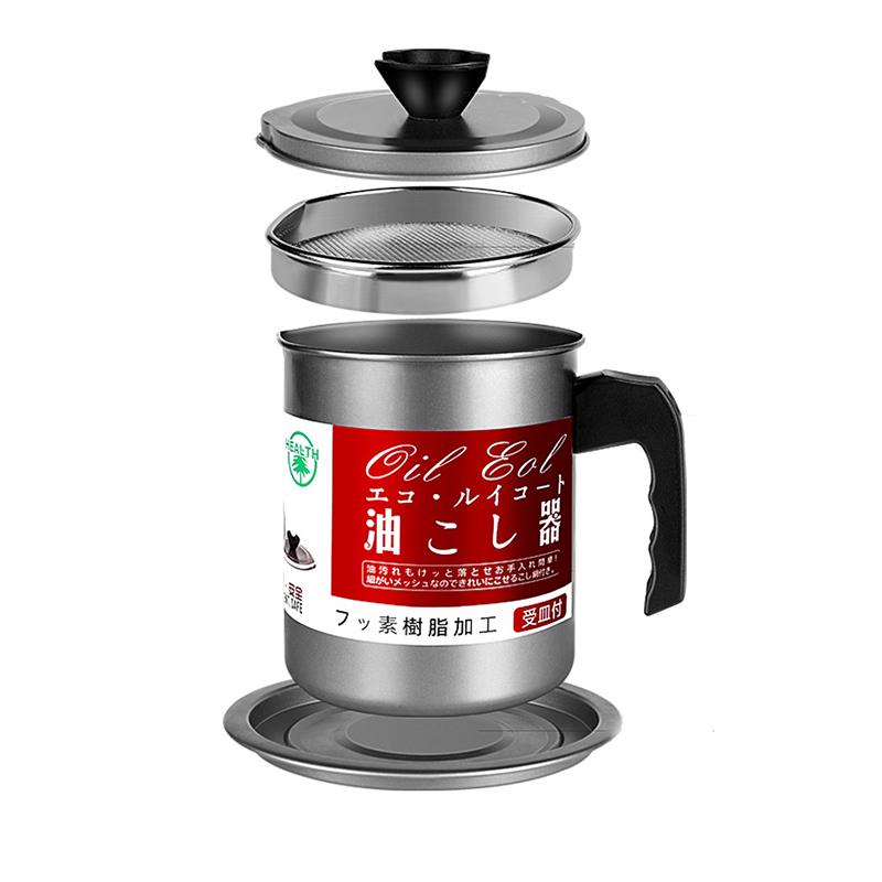 1.4l Oil Filter Storage Can Pot Grease Kitchen Stainless Steel Lard Separator