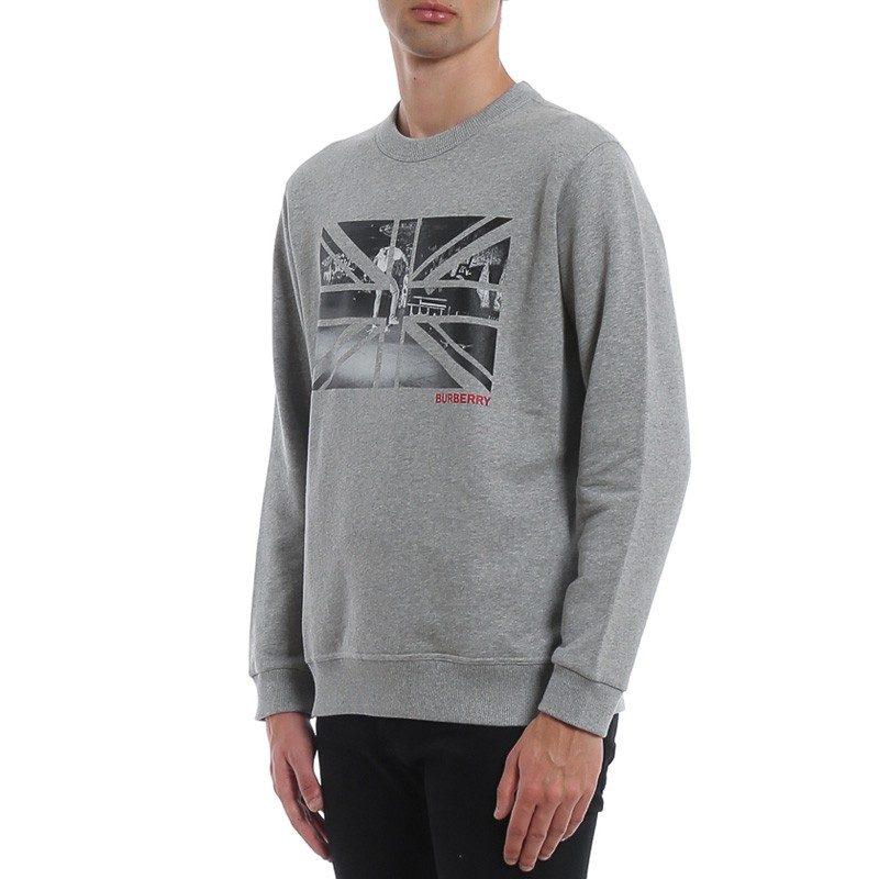 Burberry Sweatshirts Men's Light Heather Gray Crew Neck Moderate Regular 80166921
