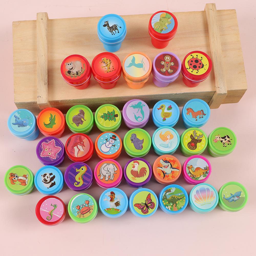 10pcs Assorted Stamps Kids Self-ink Stamps Children Toy Stamps Smiley Face Seal Scrapbooking DIY Painting Po Album Decor