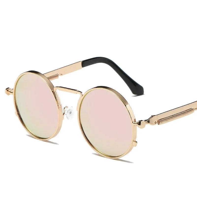 Vintage Men Sunglasses Women Retro Punk Round Metal Frame Colorful Lens Sun Glasses Fashion Eyewear  mujer