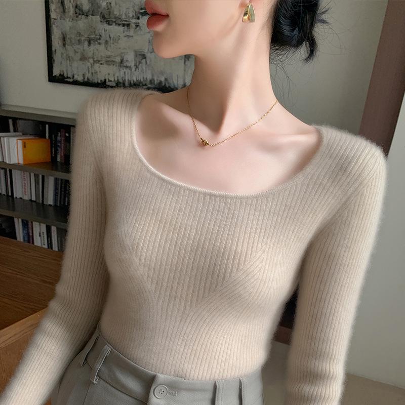 Women's 2025 Winter Slimming Cashmere Round Neck Sweater - Warm, Fitted, Knit Base Layer Top
