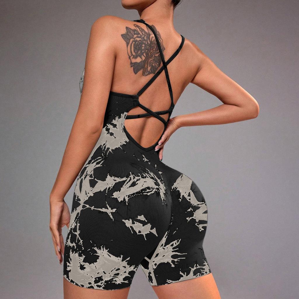 Women's Tight Fitting Peach Hip Lifting One-Piece Yoga Suit, Fitness Shaping One-Piece Suit