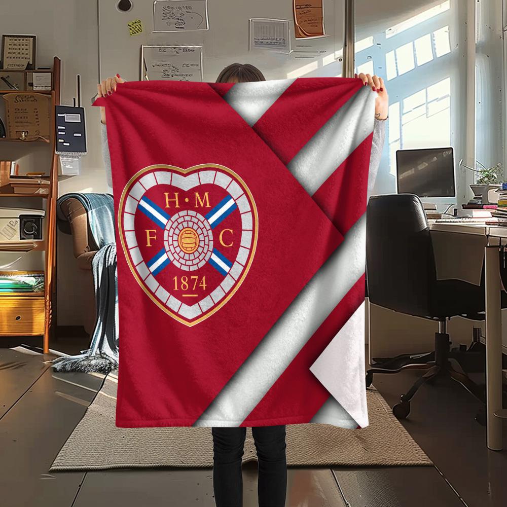 Hartes Football Club Print Flannel Blanket, High quality Comfortable for All Seasons, Home Decor, Warmth and Comfort