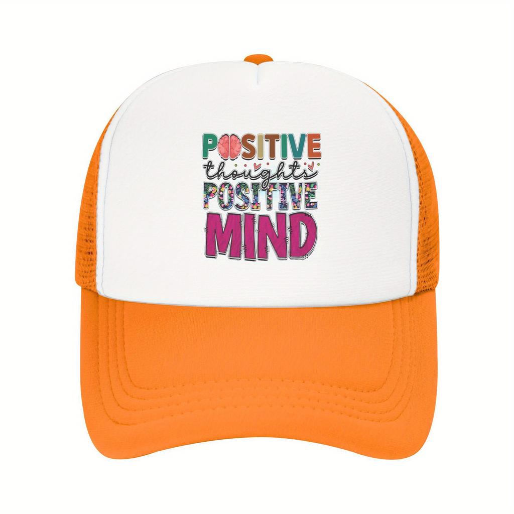 Positive Thoughts Positive Mind Mesh Trucker Cap Breathable Baseball Hat Casual Outdoor Adult Headwear Unisex