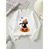 Girls Halloween Crew Neck SweatshirtHalloween Black Cat Witch Hat Pumpkin Print_1, Fun Print Kids Autumn Clothing