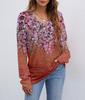 Europe, America wish Amazon independent station autumn and winter new V-neck printing long-sleeved women's T-shirt top