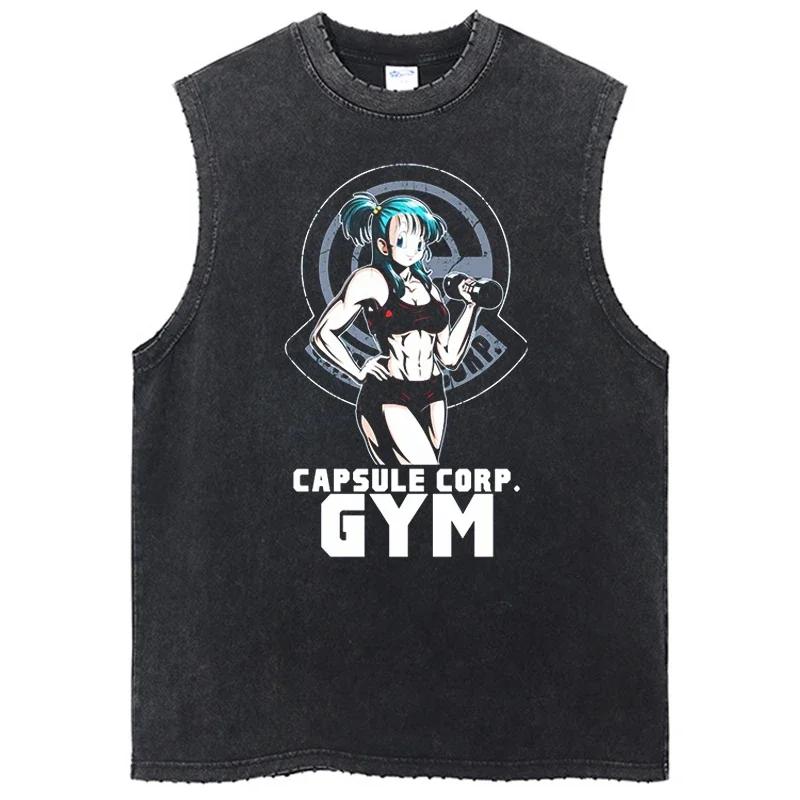 

Стираная футболка VintageTank без рукавов Dragon Ball Аниме Графика уличная летняя футболка Harajuku Футболка с коротким рукавом L