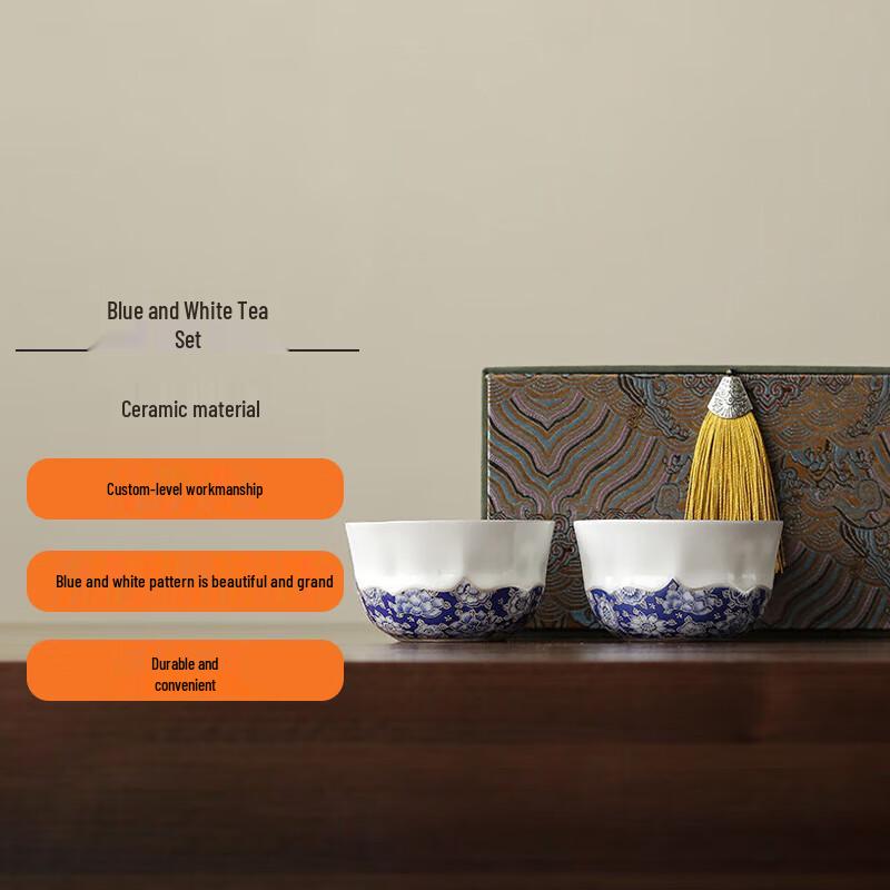 

Gilded Silver Ten Thousand Buddha Lotus Ceramic Teacup Pair