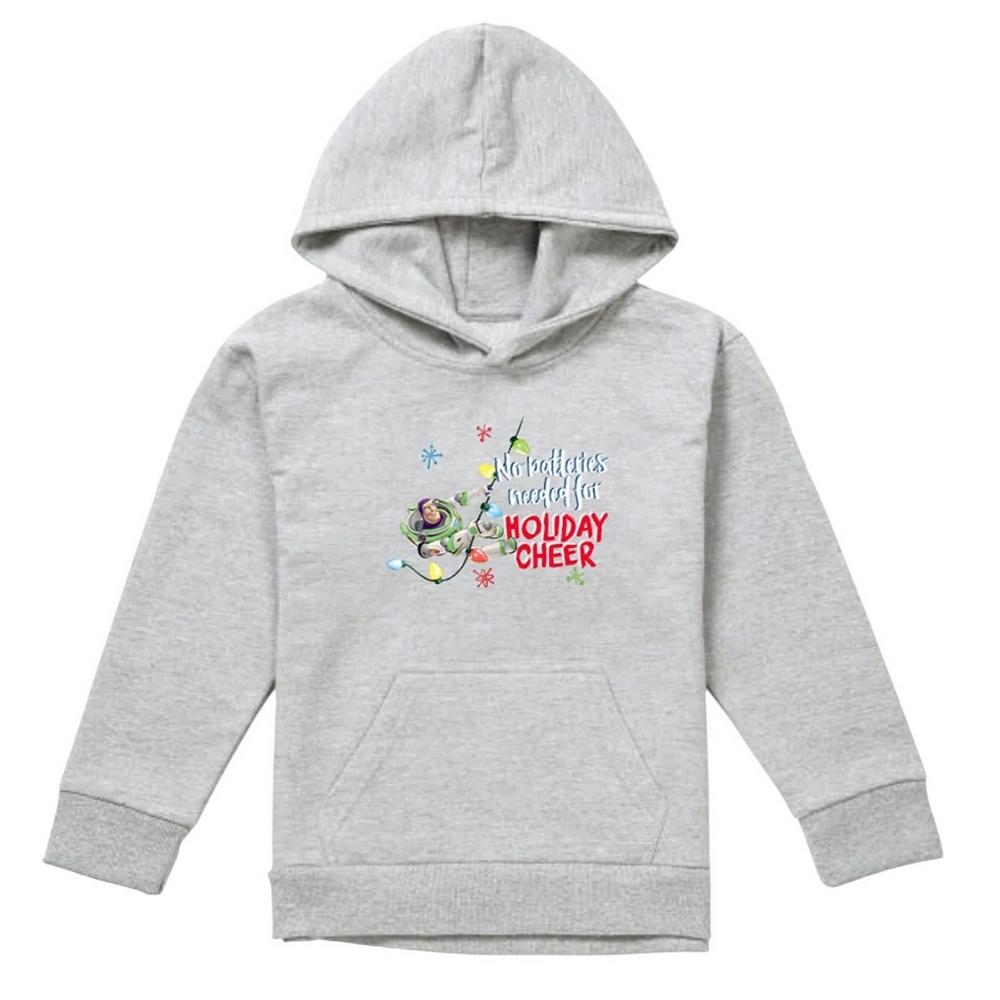 Toy Story Childrens/Kids No Batteries Needed Holiday Cheer Buzz Lightyear Heather Christmas Pullover Hoodie