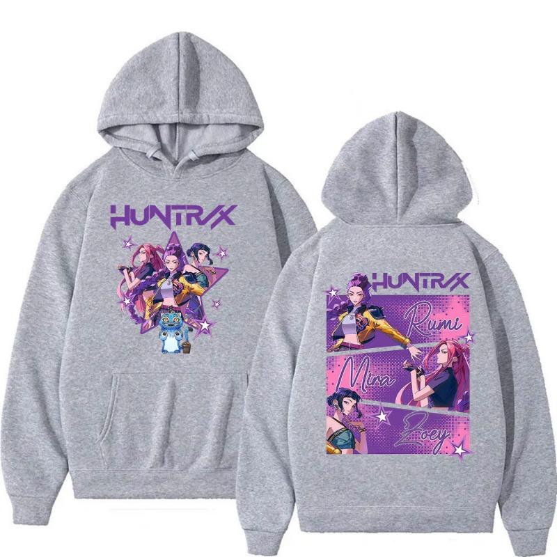 KPop Devil Hunter Splicing Pattern Front Rear Printed Youthful Fashionable Comfortable Casual Women's Hoodie