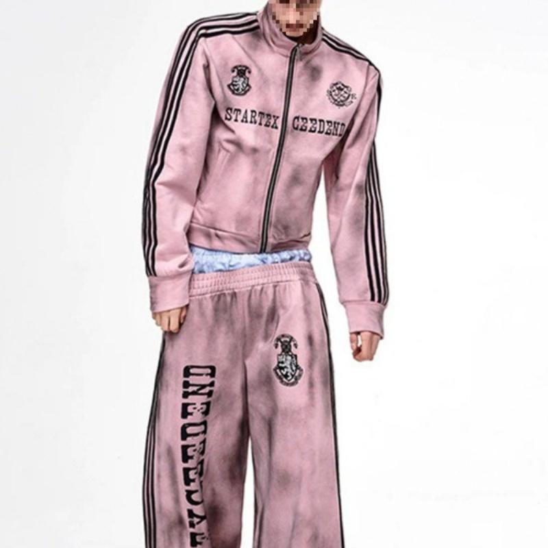 Top ampio da uomo e da donna, design vintage autunnale e invernale europeo e americano, con stampa di lettere, stile hip-hop, con spilla