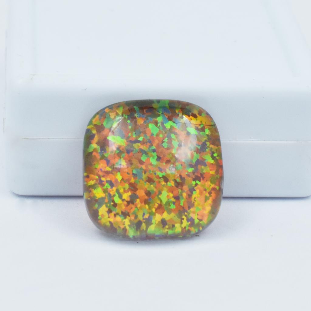 Lab-Created Opal Loose Gemstone 14.30 ct Multi-Color Square Cushion Boulder October Birthstone Gift