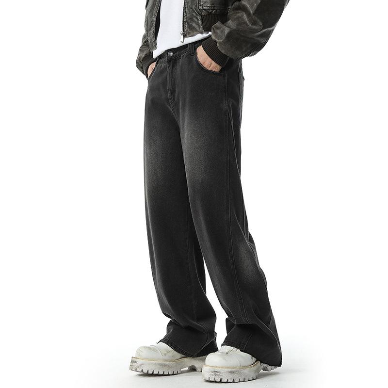 

Американские джинсы широкие штанины, выстиранные, состаренные, ретро, свободные, прямые 2XL чёрный