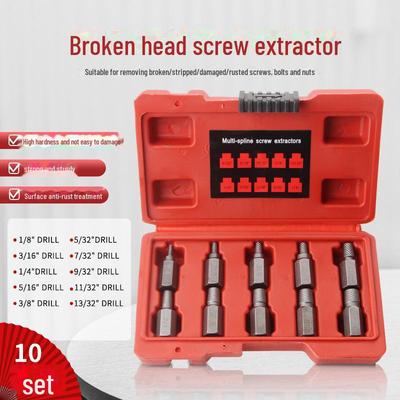 10-Piece Broken Screw and Nut Extractor Set - Multi-Spline for Damaged Wire and Slipped Nuts