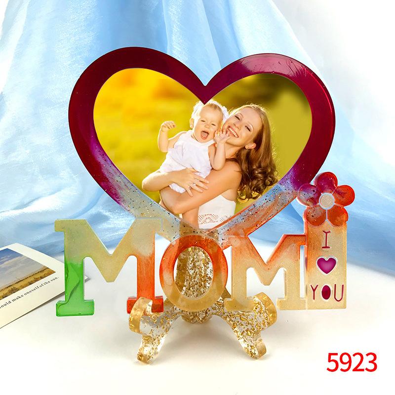 WTEMPO DIY Heart-shaped Frame with Epoxy Mold Mother's Day Frame Decoration MOM Heart-shaped Frame Decor Silicone Mold