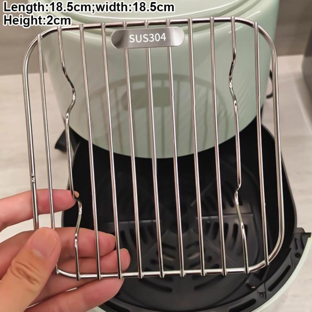 Round Square Cooking Rack With Foot Thicken Grid Grill 304 Stainless Steel Air Fryer Rack Home Kitchen Oven Steamer Cooker
