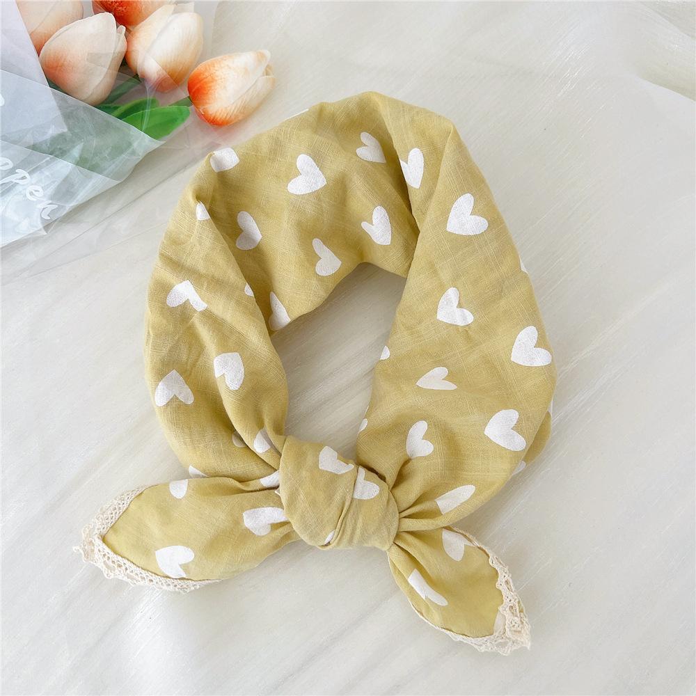 French retro cotton flower small scarf headband women's pure cotton thin bag head small scarf decorative square scarf headscarf
