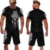 Viking Summer Men T Shirt Set 3D Printed Vintage Clothes Short Sleeve Tshirts Shorts Oversized Tracksuit Fashion Men Sport Suit