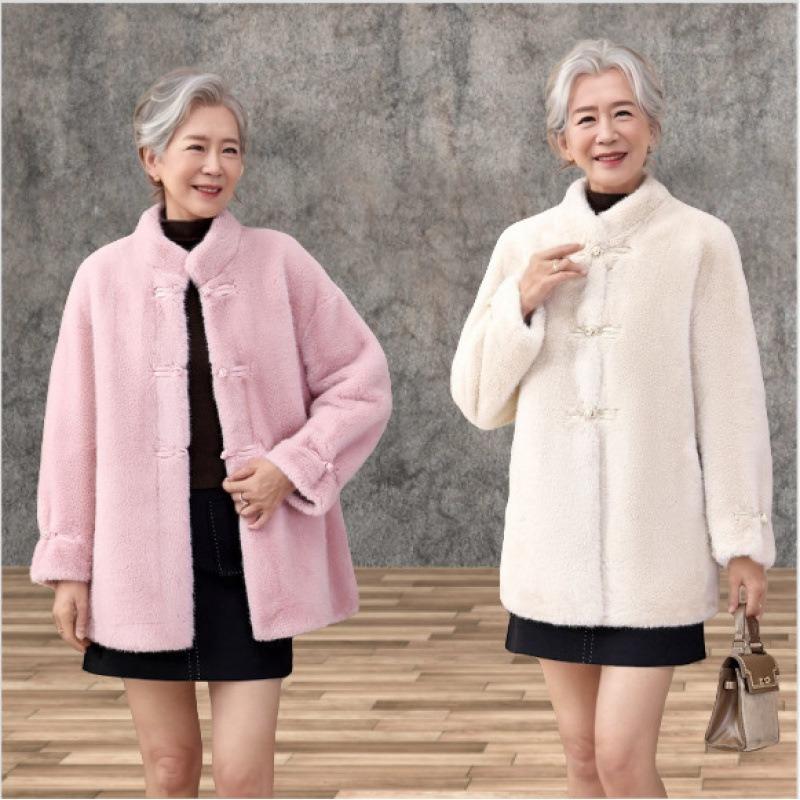Mom's New Winter Clothing Imitation Mink Velvet Jacket Medium Old Girl Fur Integrated Medium Coat