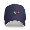 Mexican Flag Heartbeat ECG Line Baseball Cap Patriotic Tricolor Polyester Adjustable Casual Outdoor Cap