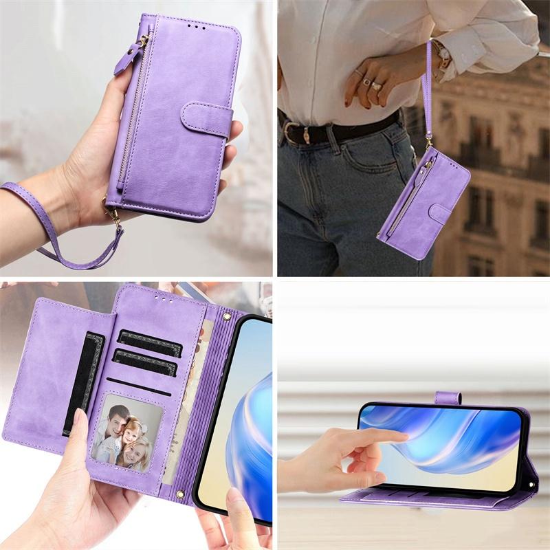 Flip Case for Honor Play 6T Pro 6C 7T 8T 9T 50 Plus 5G Leather Wallet Cover Card Slot Bag Zipper Casing