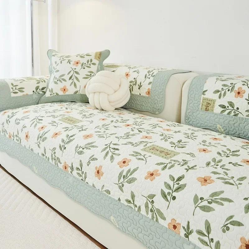

100% Cotton Sofa Cushion for All Seasons Universal Non-slip Sofa Cover Cover Cotton Fabric Thicken Backrest Cover Cloth Towel 70x70cm