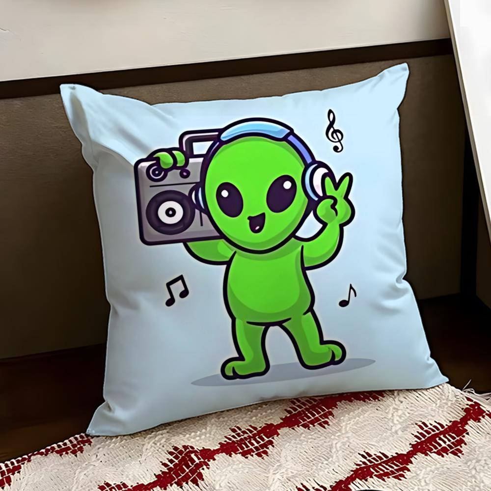 Loopy Silly Alien Cushion Cover Reversible Soft Durable Pillow Cover Home  Car MultiScene Use for Daily Comfort