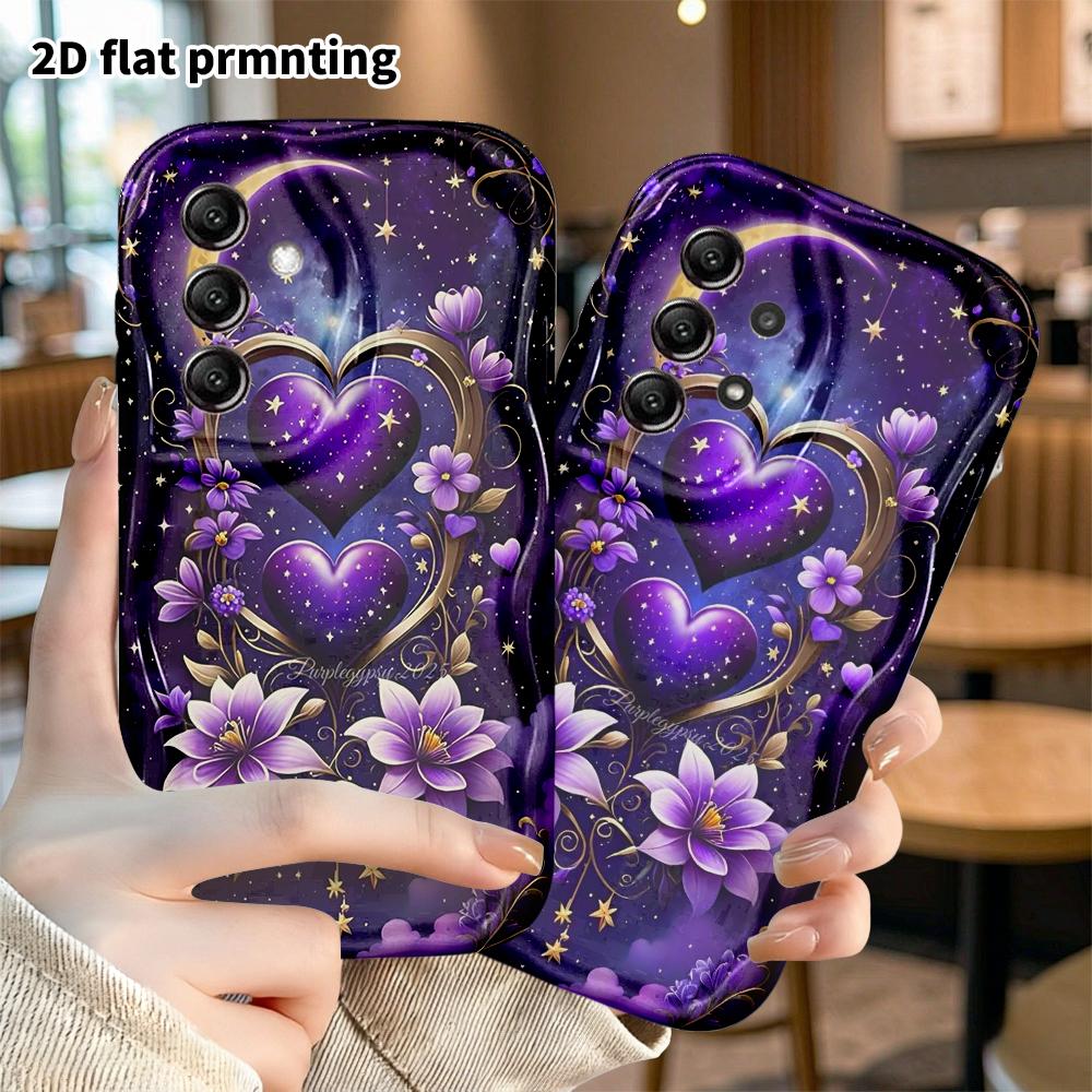 Phone Case: 2D Flat Samsung Galaxy A34 A35 M05 M06 S20 S22 S21 FE Plus 5G Protective Case, Purple Flower Starry Sky, Christmas and Halloween Gift