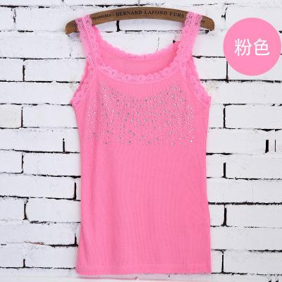 Koreanische Version von heißem Diamant-Westen Damen vielseitig Sommer Spitze Spitze gefädelt Baumwolle Gypsy Strass schmaler Primer I-förmiger Träger