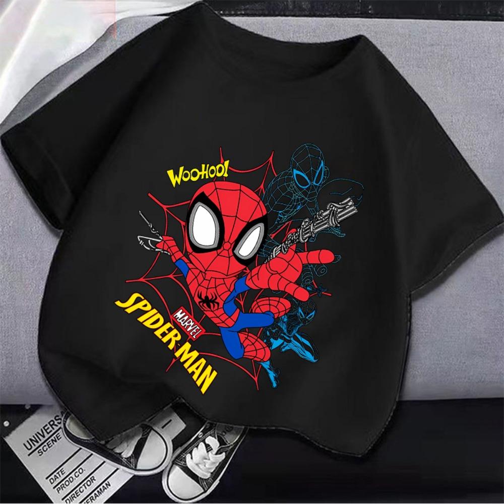 Comfortable, Soft and Breathable Shirt with Marvel Spider Man Pattern Printed On Children's T-shirt