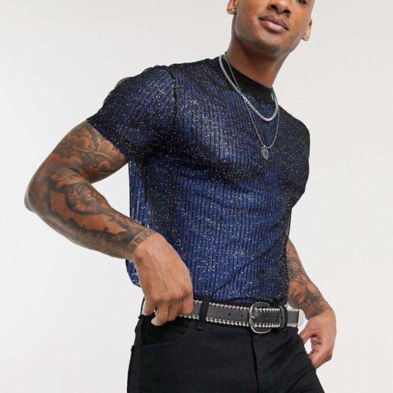 Sexy See Through Mesh Short Sleeve Men S T Shirt For Nightclub Party
