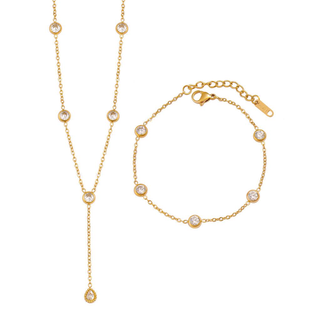 Elegant Zircon Necklace and Bracelet Set for Women – Versatile, Fashionable, and Exquisite