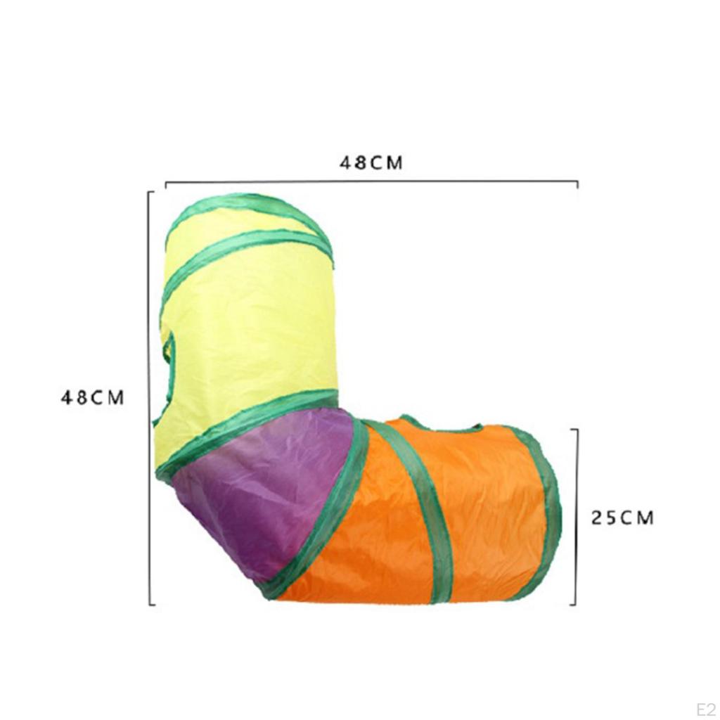 with 2 Entrances Pet Cat Tunnel Tube Toy Foldable L Shaped Rainbow Color Bed House Flexible Tent
