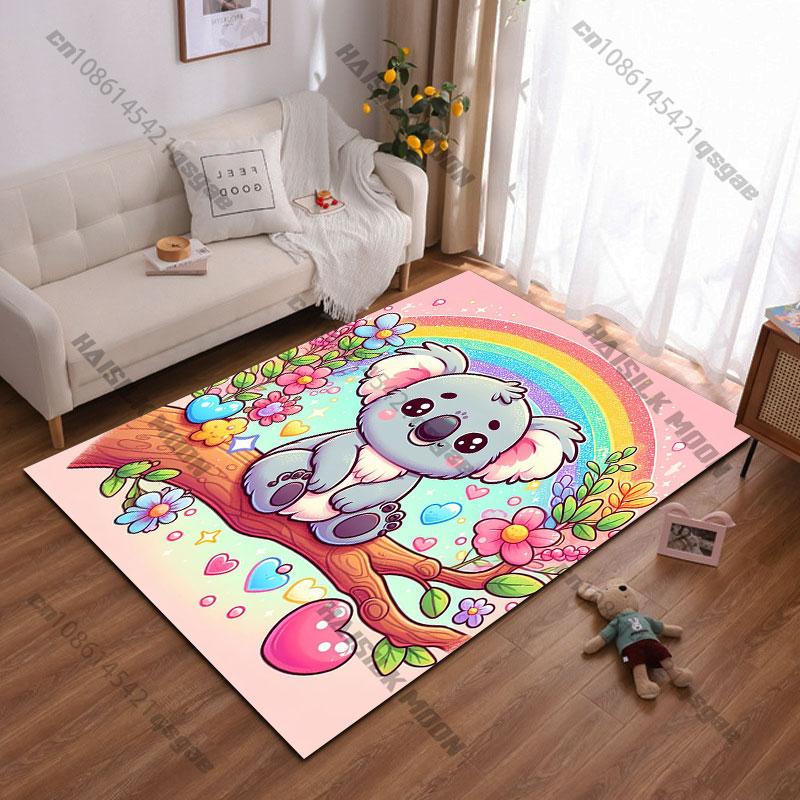 Koala rainbow flowerscarpet Yoga living room room decor children's crawling mat doormat area rug games floor mat