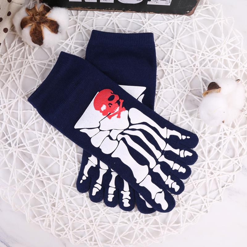Creative Cotton Men's Five Finger Socks Soft Cotton Horror Skull Hand Claw Prints Summer Toe Socks Outdoor Sports Running Socks