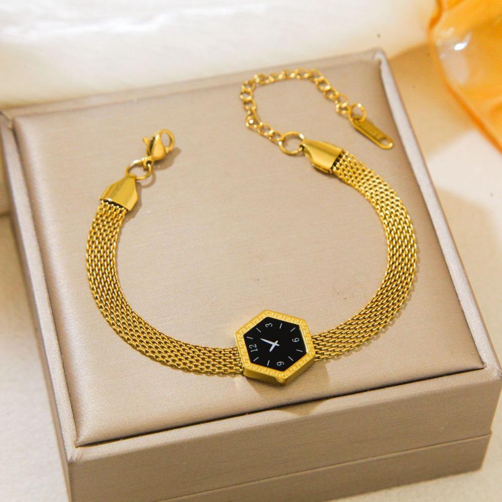 New Four-leaf Clover Bracelet Mesh Watch Bracelet Light Luxury Titanium Steel Watch Strap Chain Jewelry