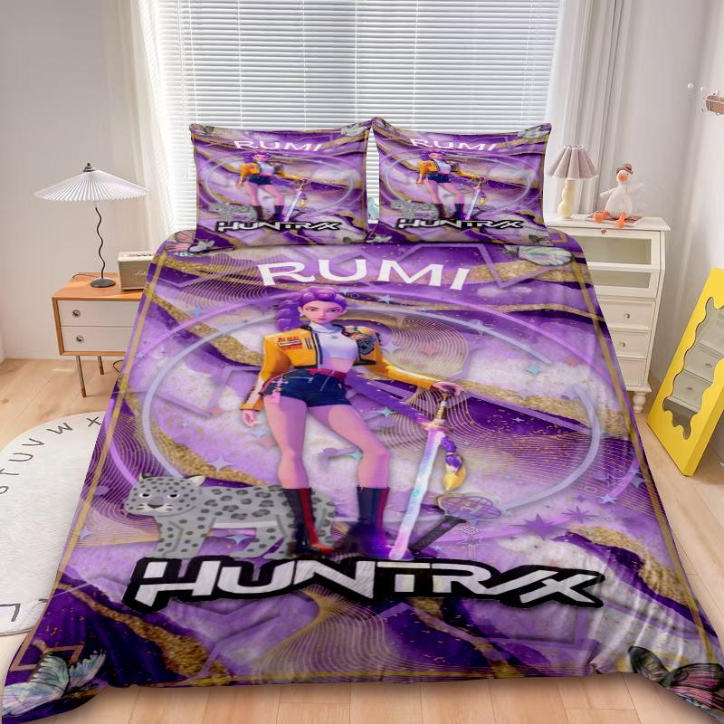 

D-Demon H-Hunters Saja Хлопці 3 шт. Комплект постільної білизни з підковдрою K-pop Комплект постільної білизни Покривало на ковдру Твін Кінг з 2 наволочками Подарунки Декор EU King 240x220cm