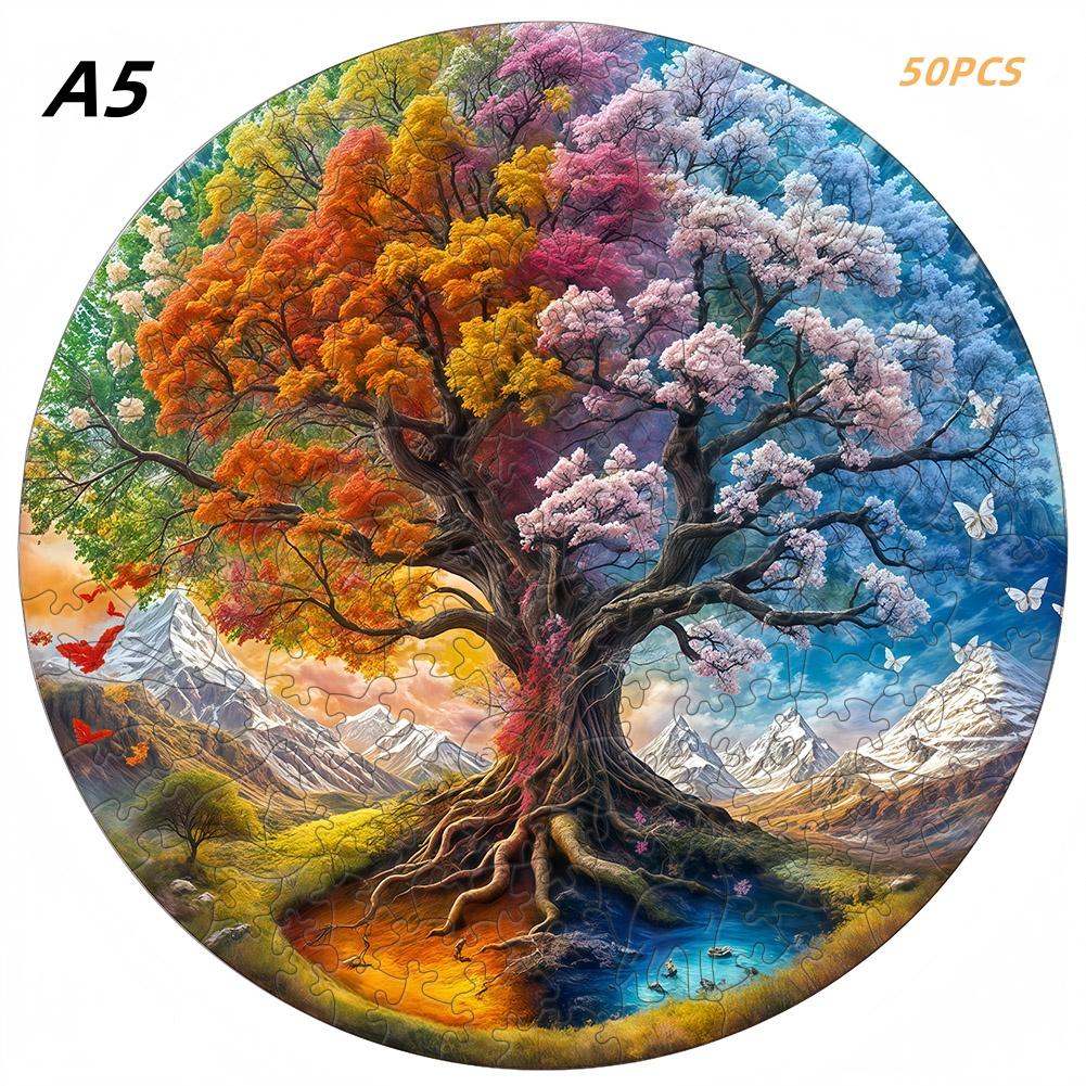 Non-Toxic Aurora Christmas Eve Wooden Jigsaw Puzzle Wood Jigsaw For Adult Kids Round Landscape Exclusive Design Festival Gift Toys