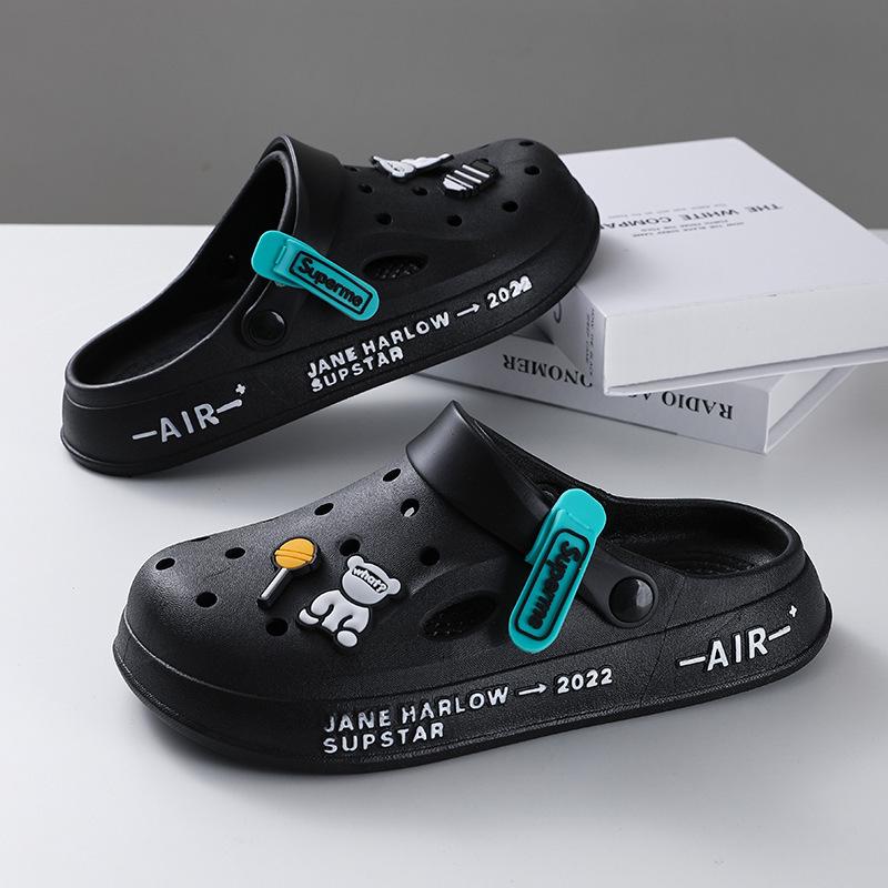 Papuci de plajă pentru bărbați 2025 cu talpă groasă, cu degete închise, antiderapați