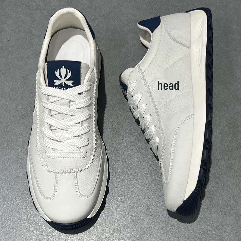 Tênis de Corrida Masculino Forrest Gump 2025 em Couro Genuíno Branco - Respirável, Leve, Sola Macia, Calçado Esportivo Casual