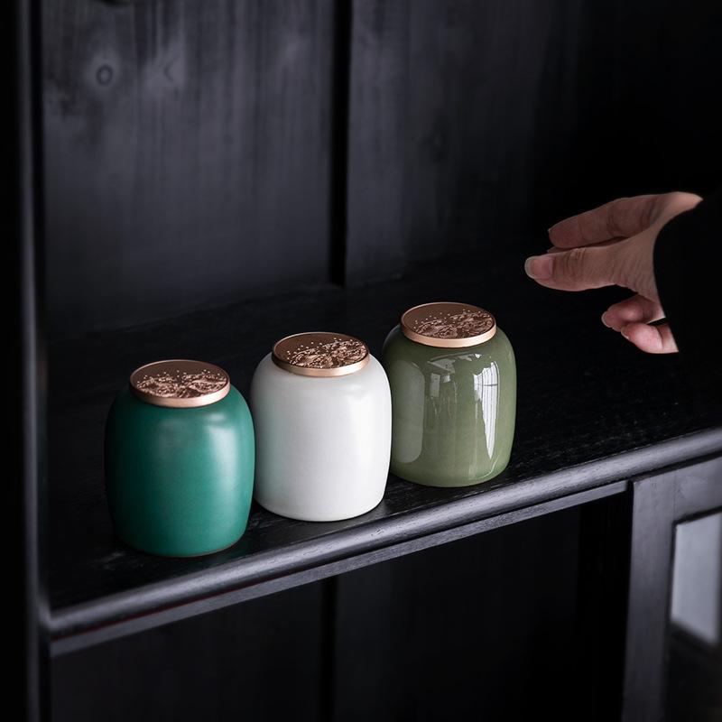 Exquisite small tea can Portable ceramic mini storage tea can Tea sealed can High-end boutique tea packaging box