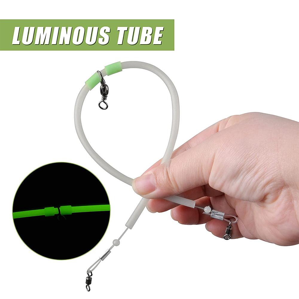 4Pcs Luminous Fishing Balance Connector Feeder Anti Tangle Boom Sleeves Tube with Swivel Bead Line Luminous Tube Fishing Tackle