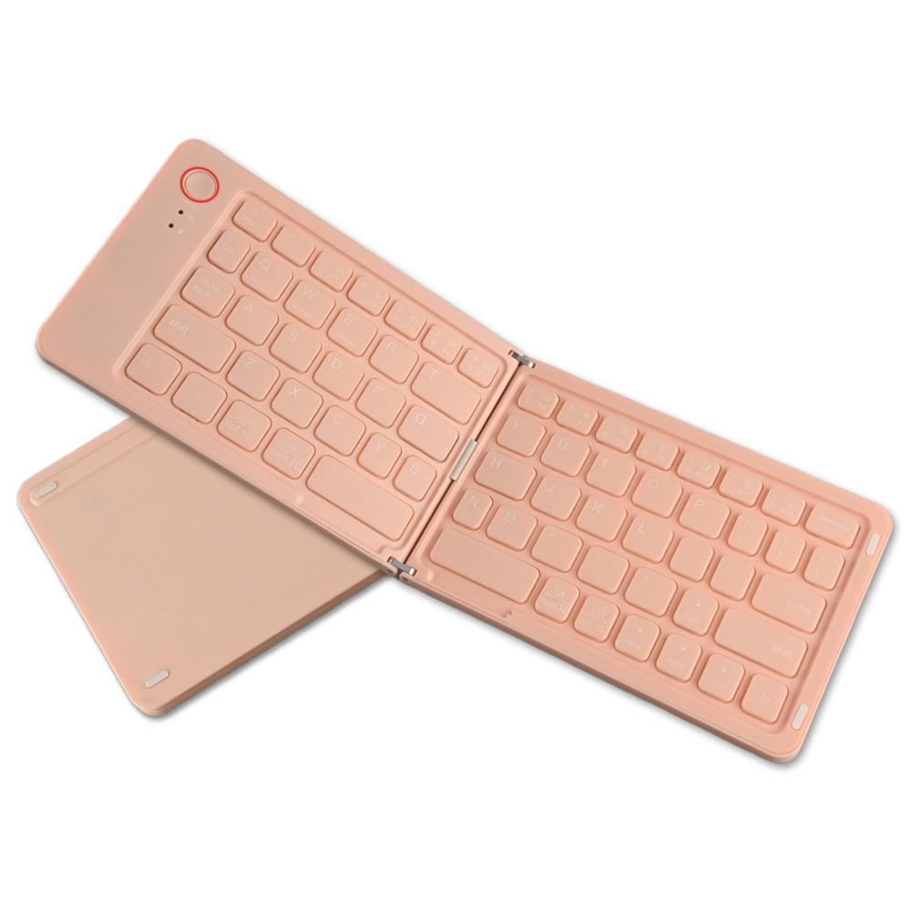 

B203 Portable Bi-Fold Bluetooth-compatible Keyboard Universal Laptop Tablet Phone Wireless Keyboard Pink